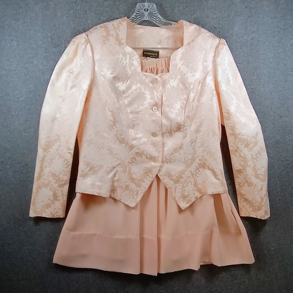 Dominique Skirt Suit Womens 14 Floral Business 2 Piece Made in USA Shoulder Pads